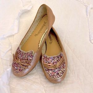 Mini Boden rose gold glitter cat ballet flats